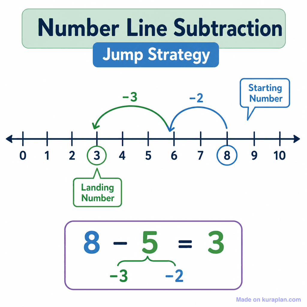 Number Line Subtraction – Jump Strategy (simple)