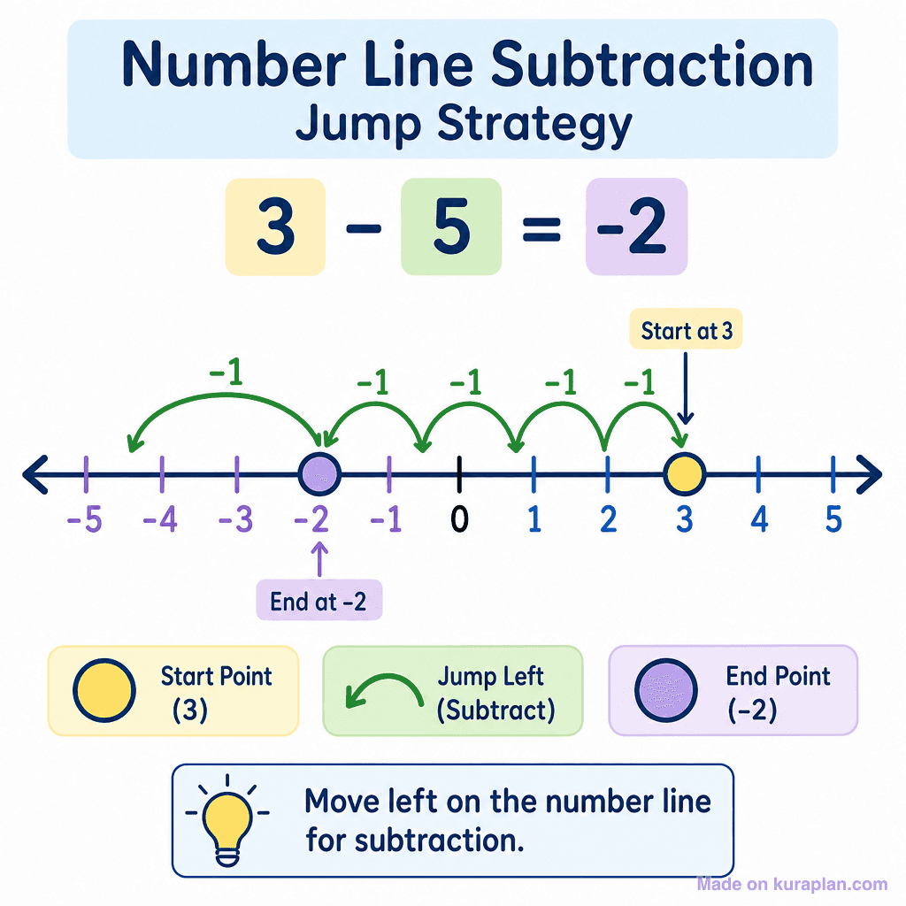 Number Line Subtraction with Jump Strategy (simple)