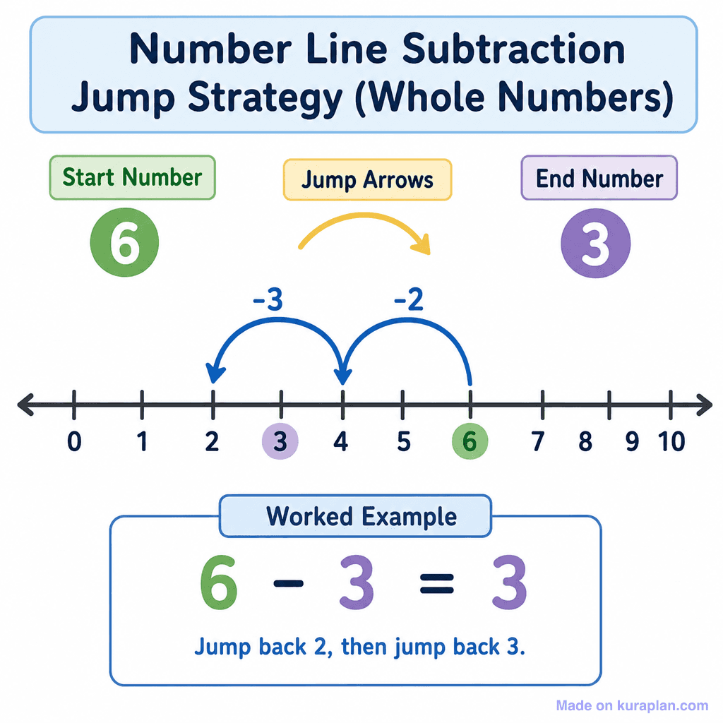 Number Line Subtraction Jump Strategy (Whole Numbers) (simple)