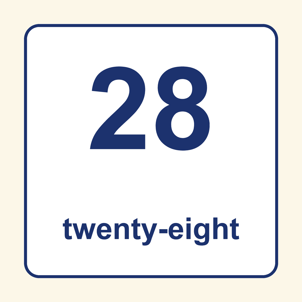 Number Word — 28 (Twenty-Eight)
