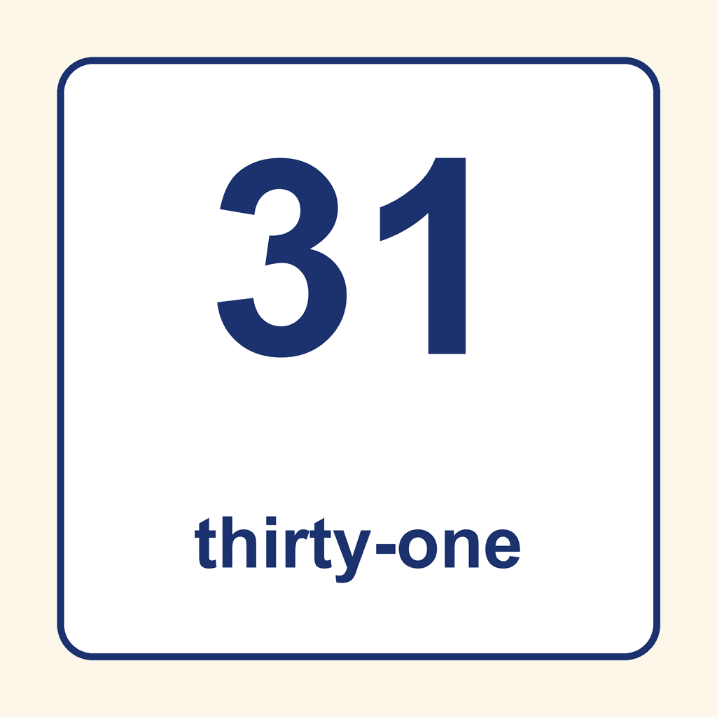 Number Word — 31 (Thirty-One)