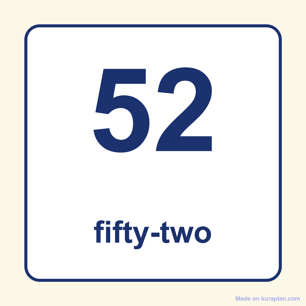 Number Word — 52 (Fifty-Two)