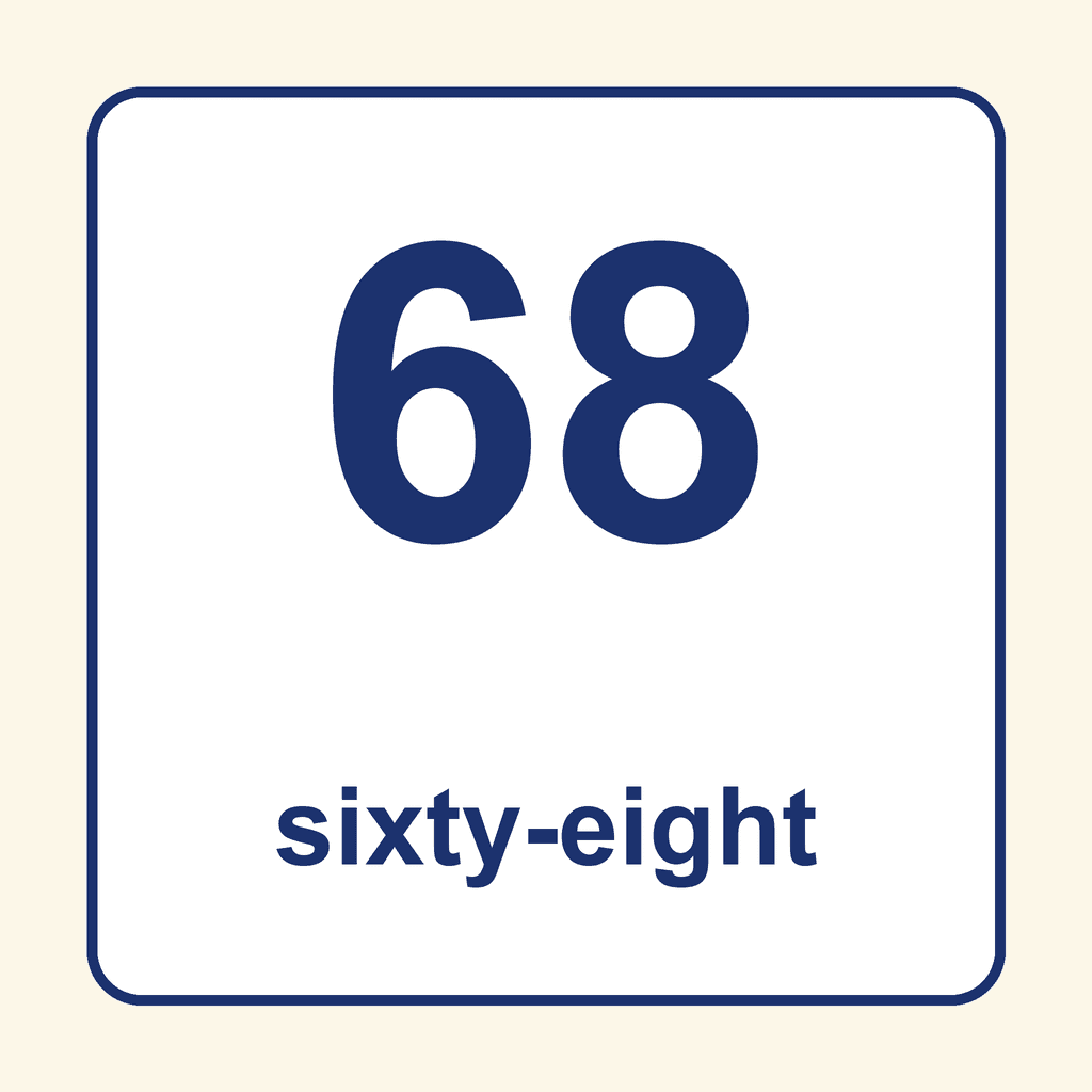 Number Word — 68 (Sixty-Eight)