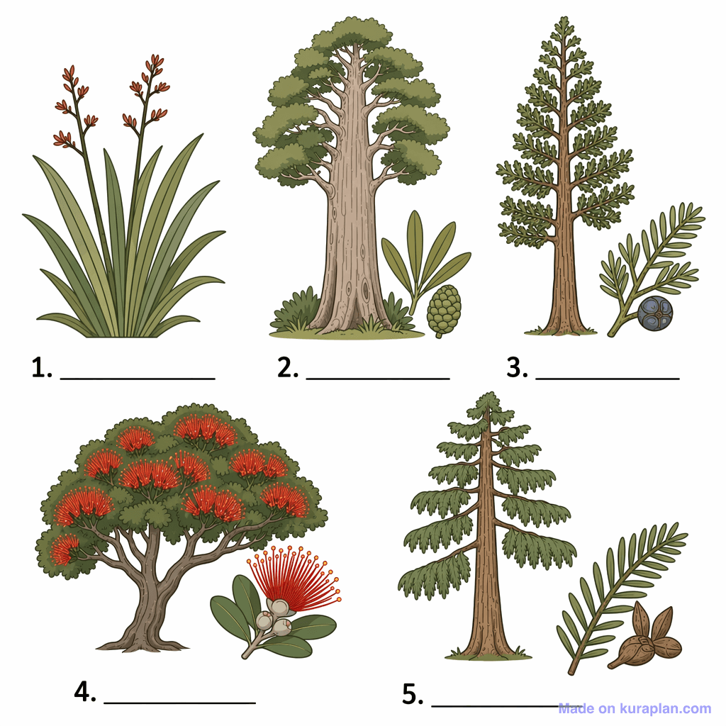 New Zealand Native Trees (simple, unlabeled)