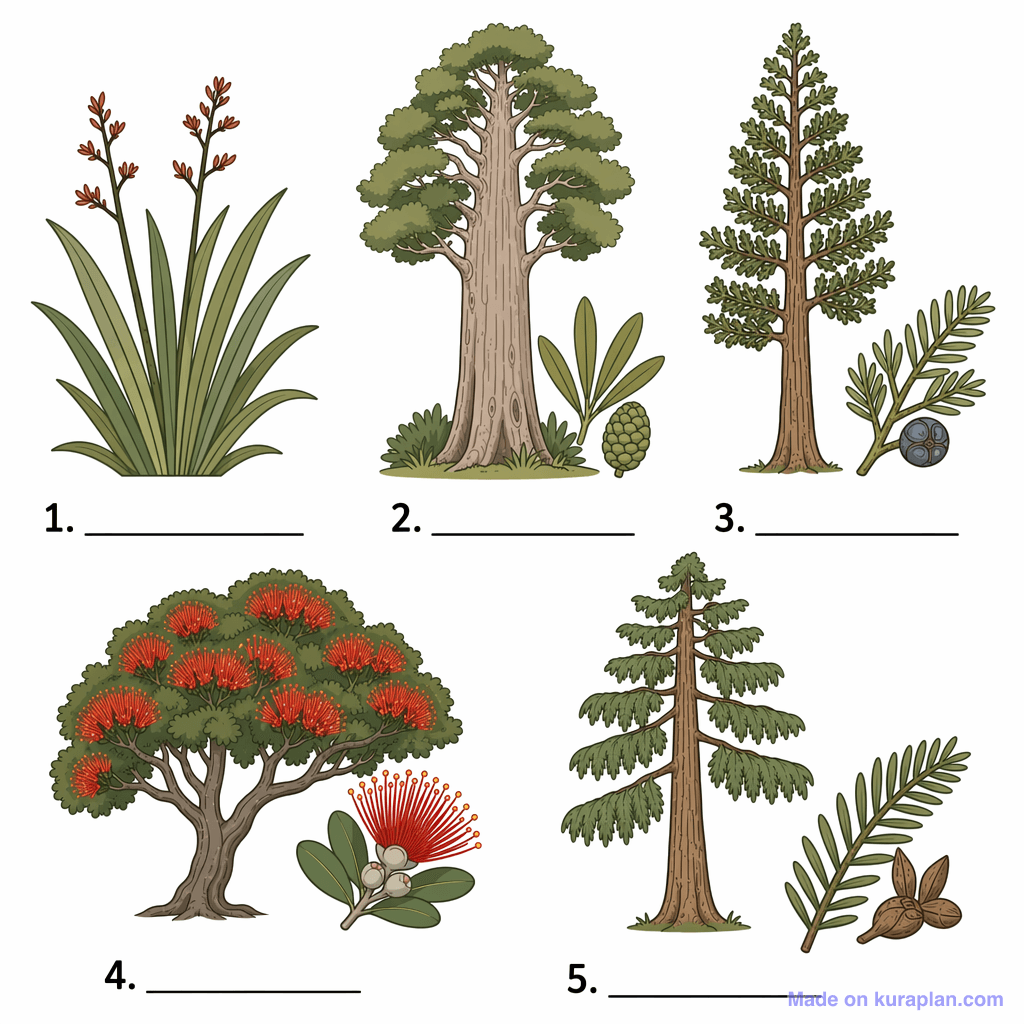 New Zealand Native Trees (simple, unlabeled)