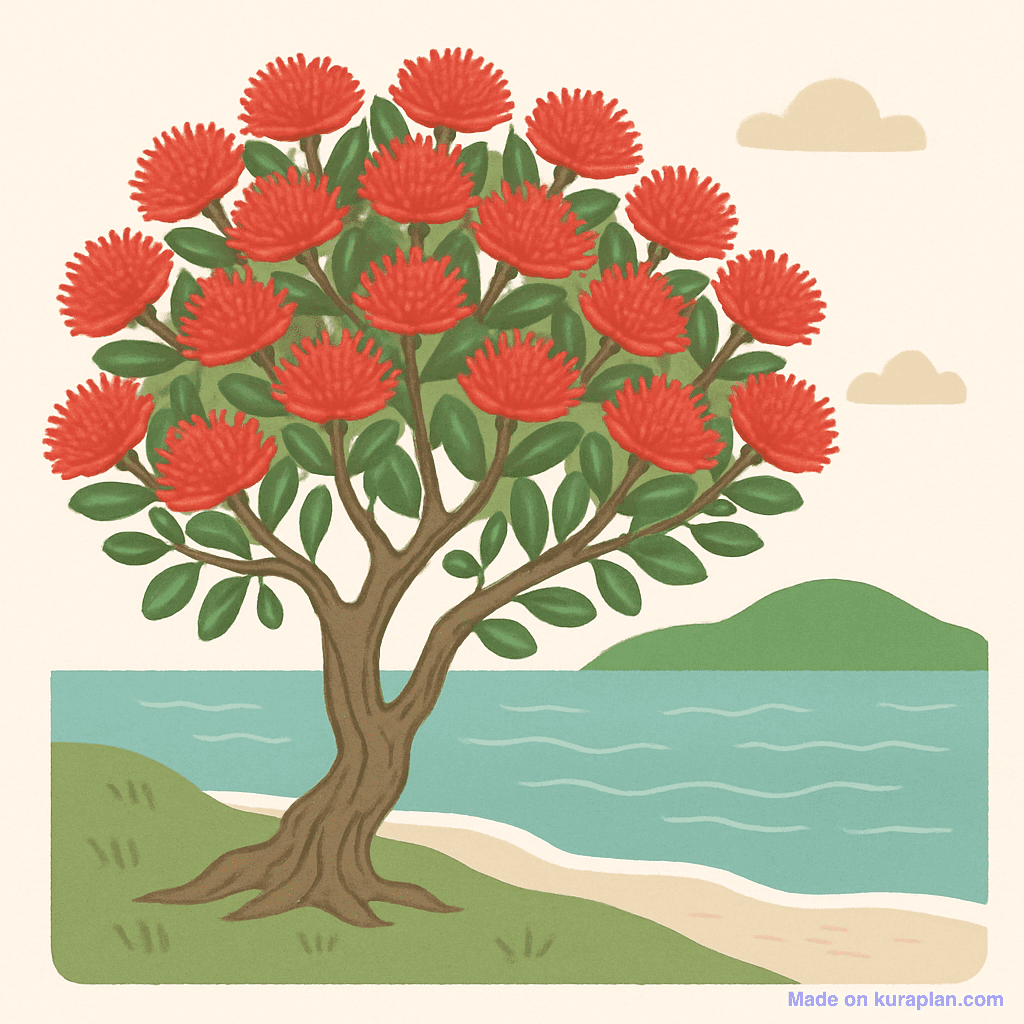 Pōhutukawa tree in bloom