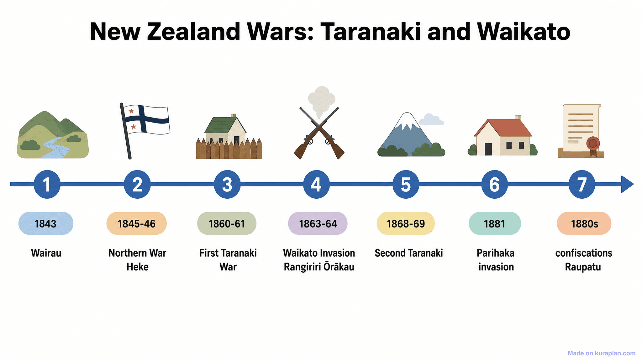 New Zealand Wars: Taranaki and Waikato Timeline
