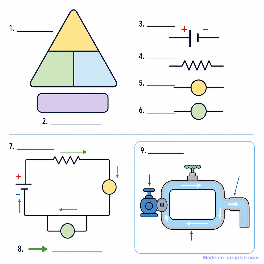 Ohm's Law & Basic Circuit Diagrams (simple, unlabeled)