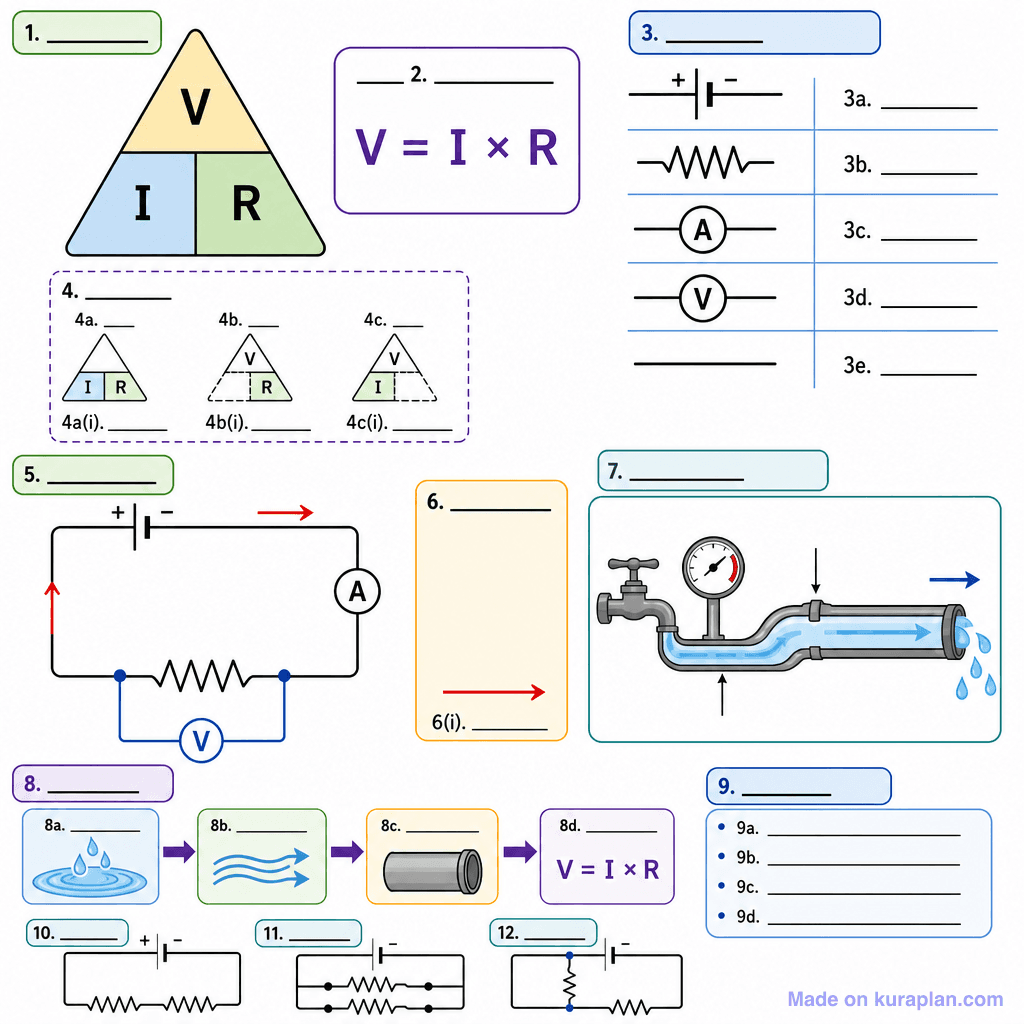 Ohm's Law & Basic Circuit Diagrams (detailed, unlabeled)