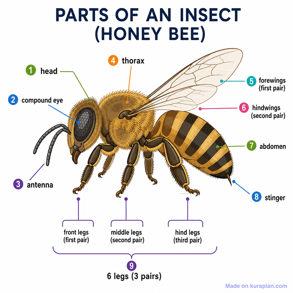 Parts of an Insect (Honey Bee) (detailed)