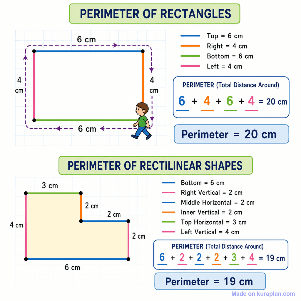 Perimeter of Rectangles and Rectilinear Shapes (simple)