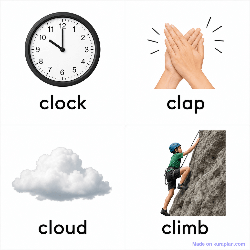 Phonics Blend Cl Chart