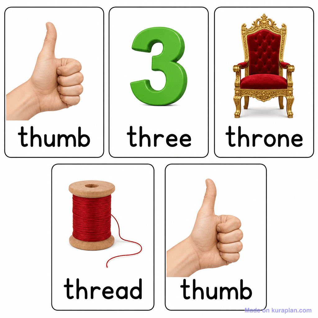 Phonics Digraph Th Picture Chart