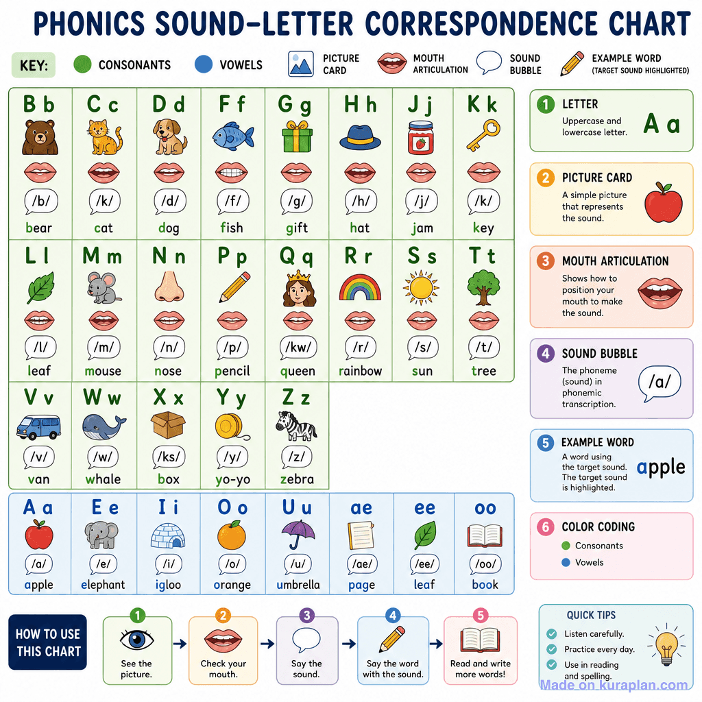 Phonics Sound-Letter Correspondence Chart (detailed)
