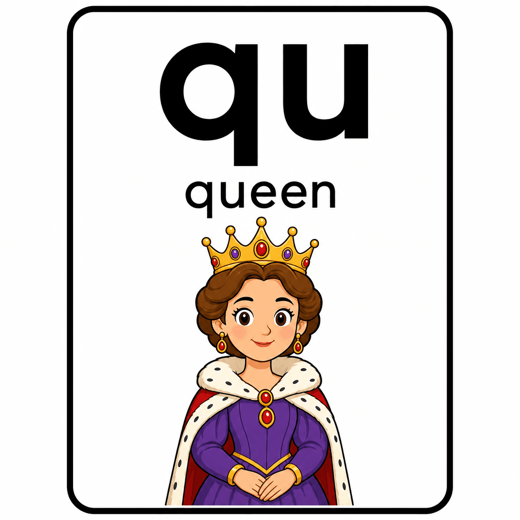 Phonics Sound "qu" — queen