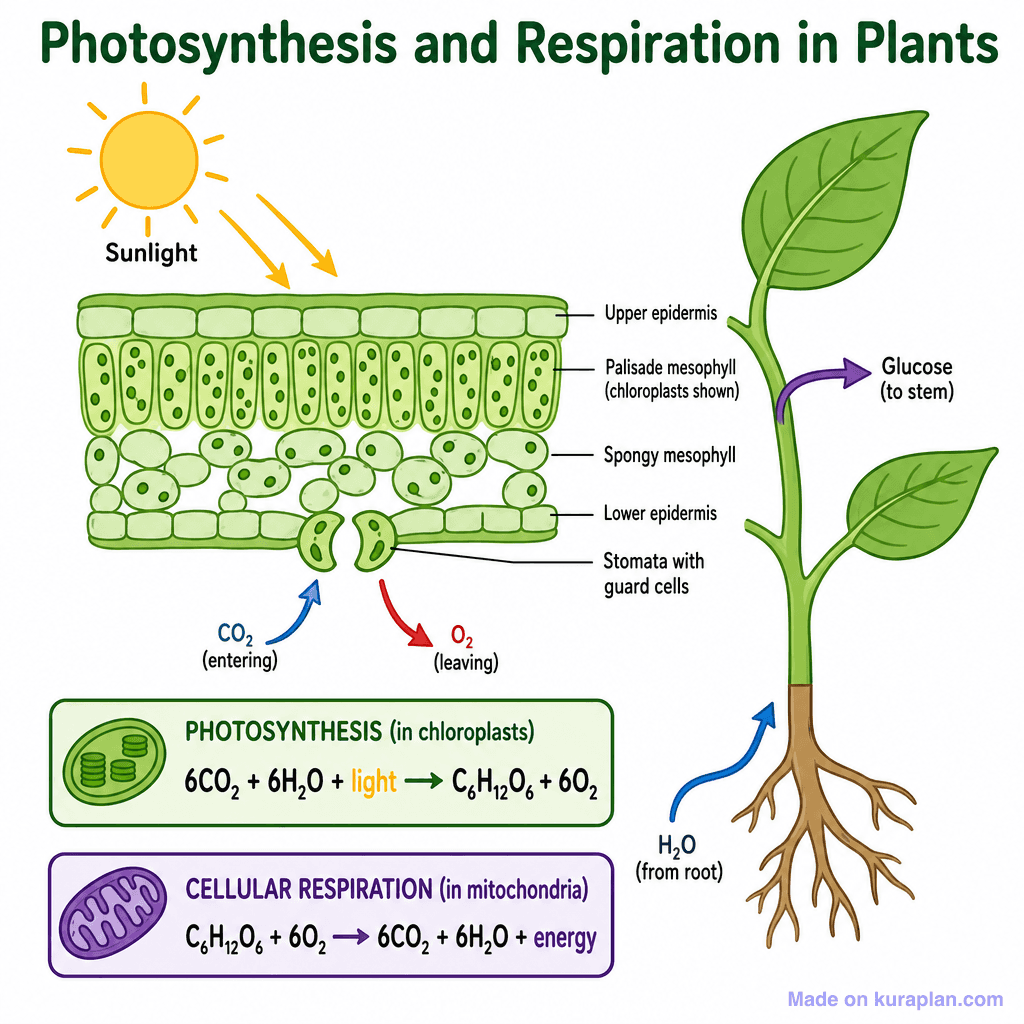 Photosynthesis and Respiration in Plants (simple)