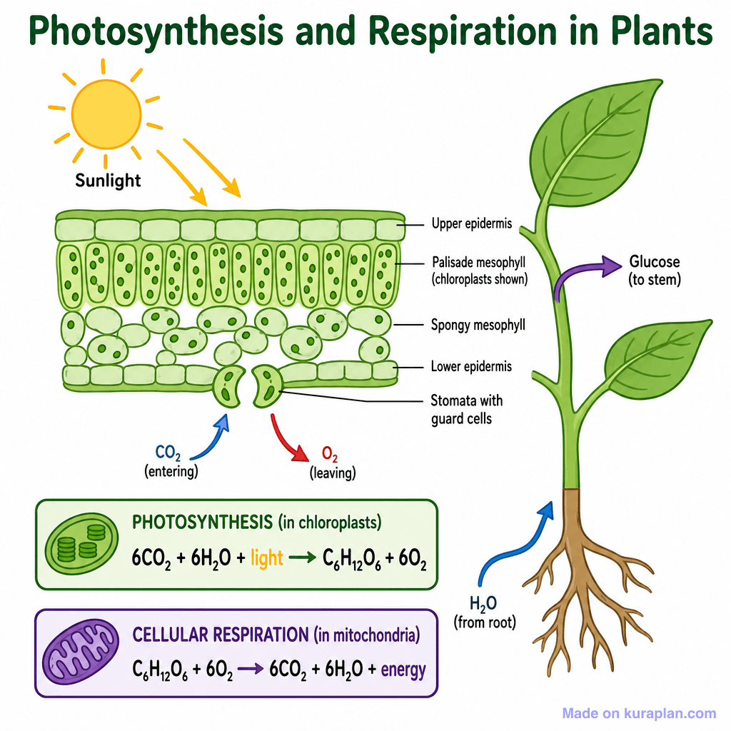 Photosynthesis and Respiration in Plants (simple)