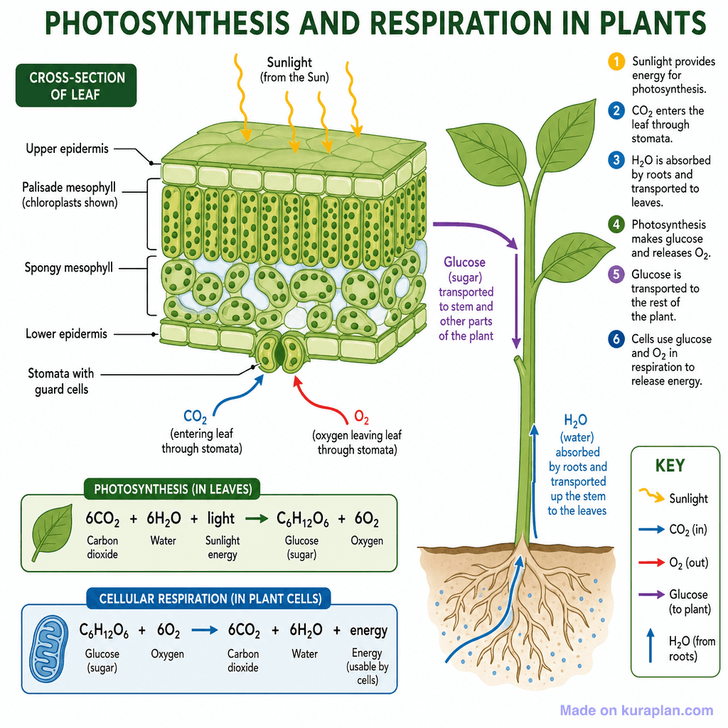 Photosynthesis and Respiration in Plants (detailed)