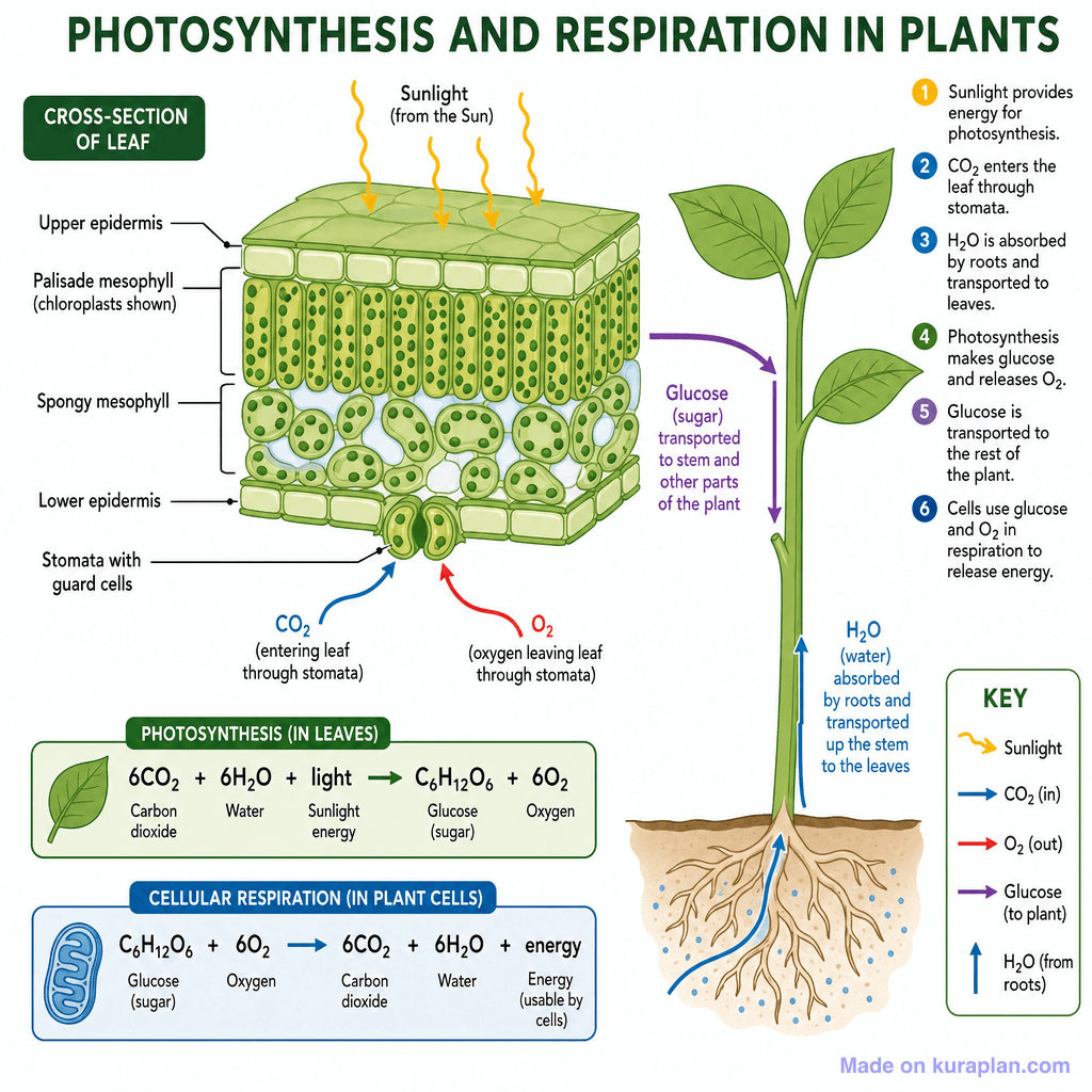 Photosynthesis and Respiration in Plants (detailed)