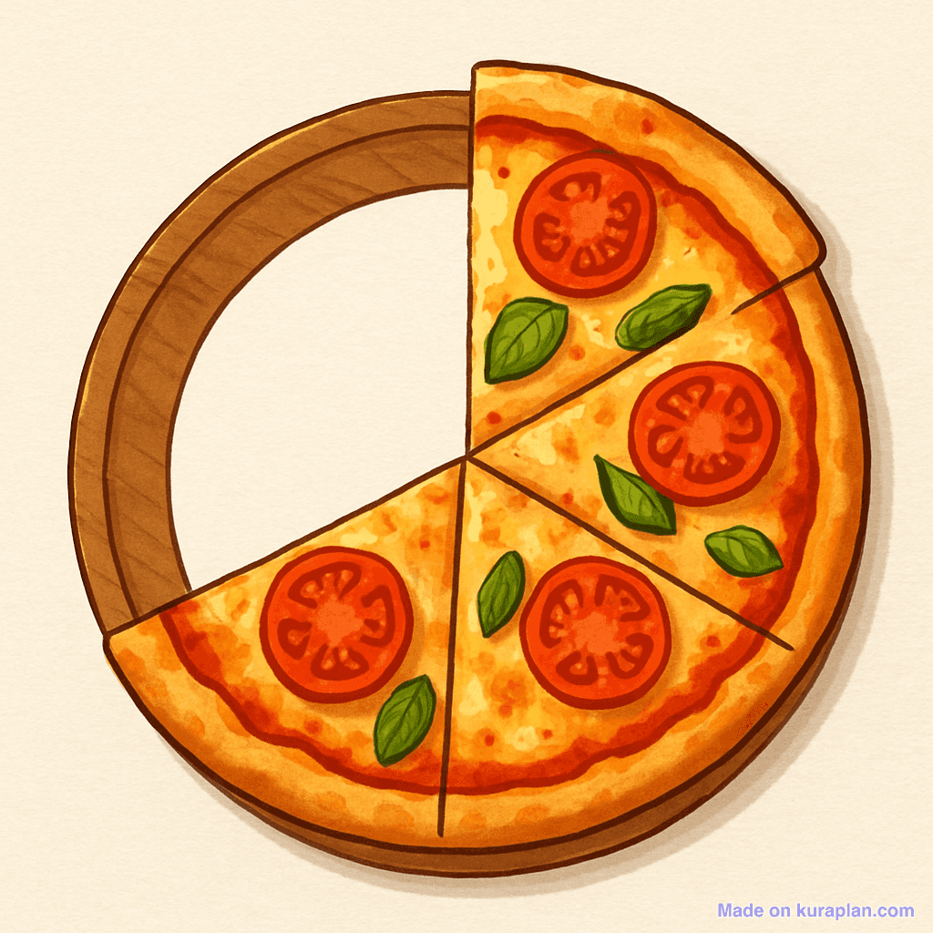Pizza — 3/4 (one quarter missing)