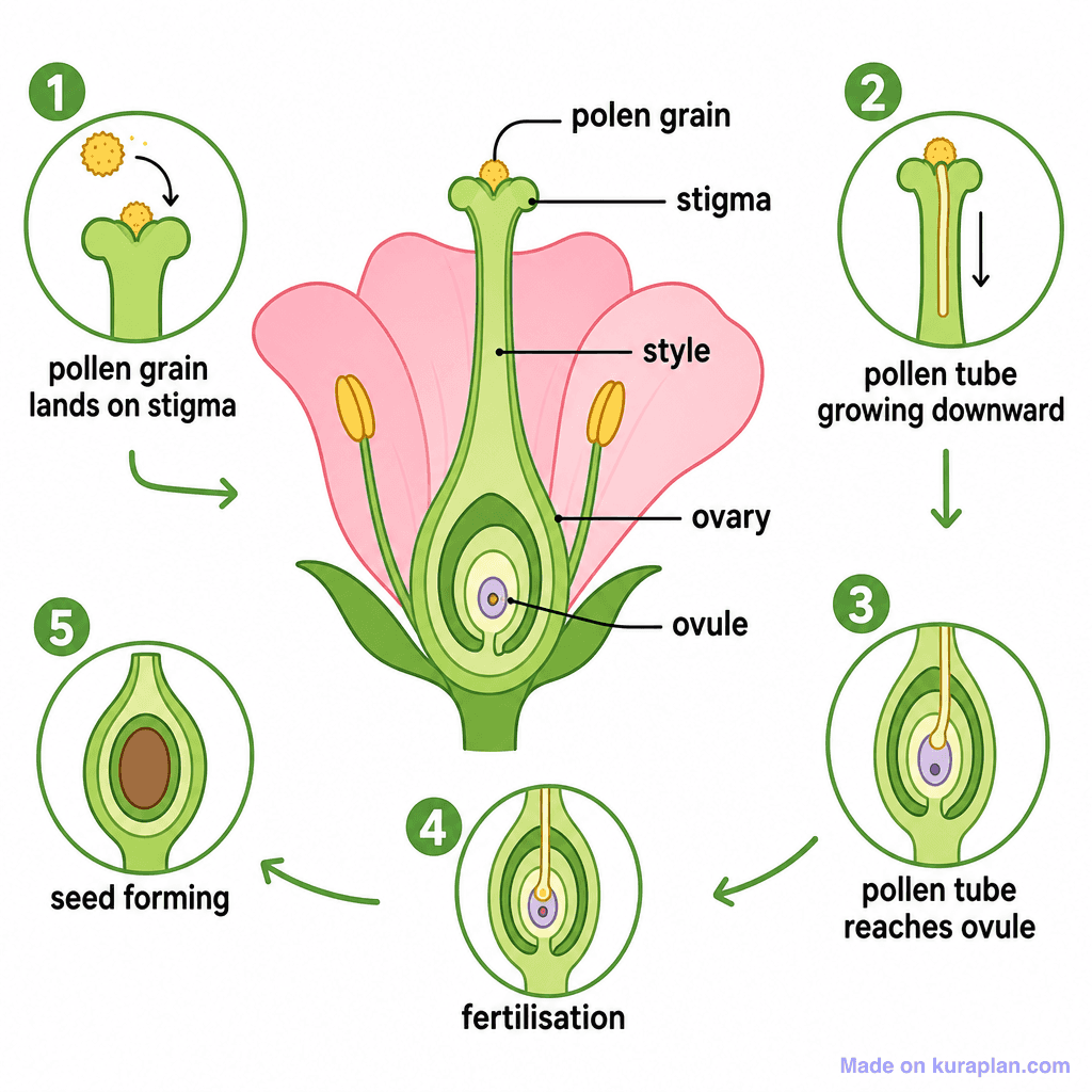 Plant Fertilisation: Step-by-Step Sequence (simple)