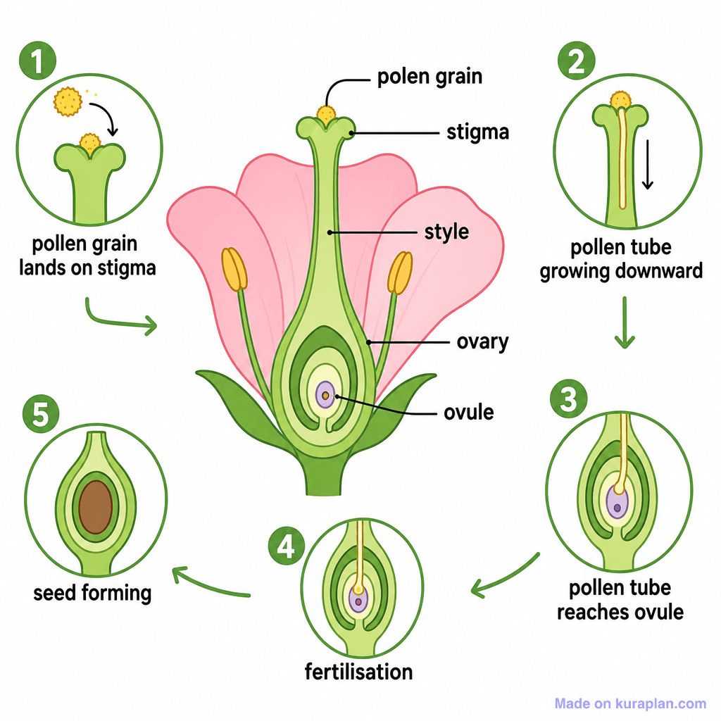 Plant Fertilisation: Step-by-Step Sequence (simple)