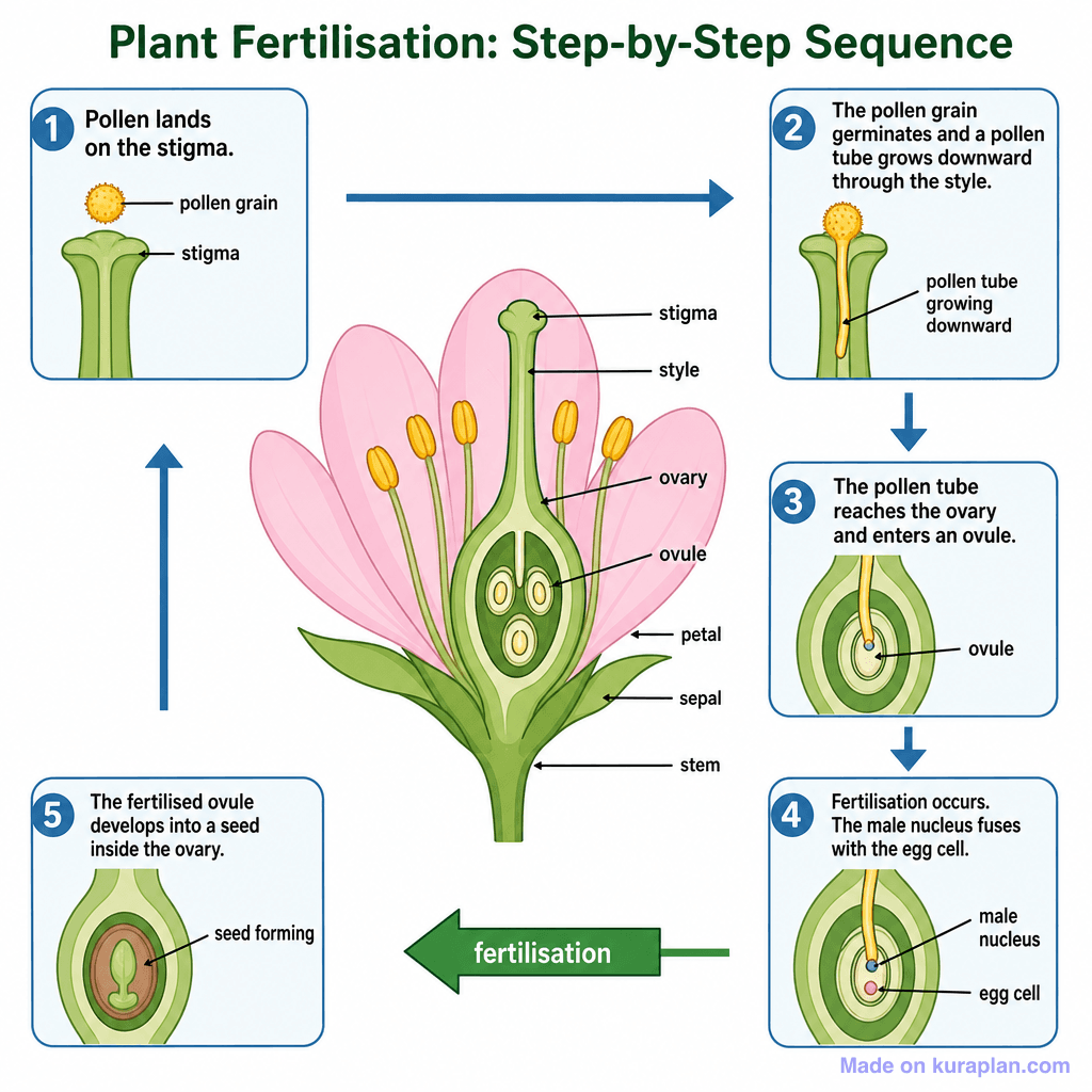 Plant Fertilisation: Step-by-Step Sequence (detailed)