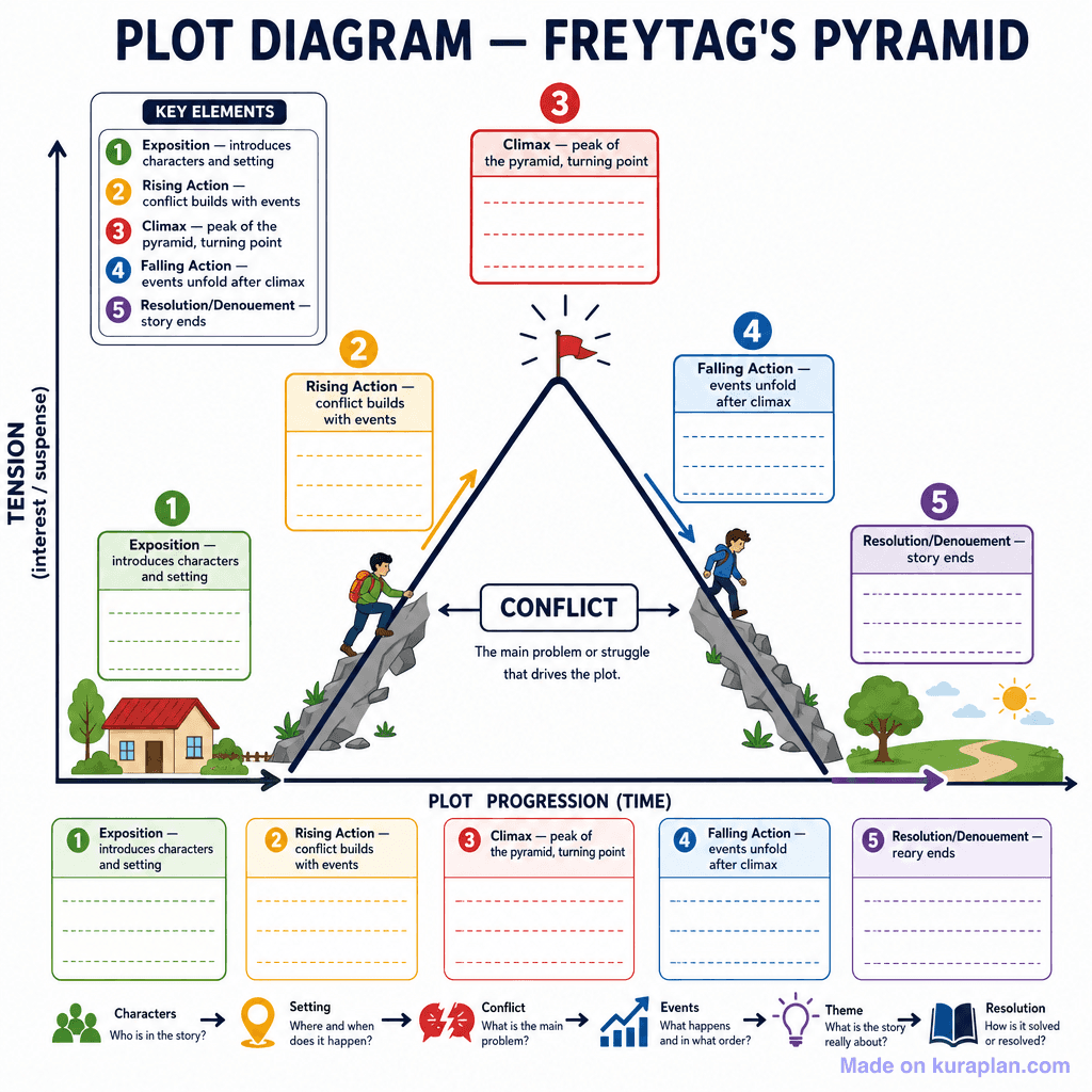 Plot Diagram — Freytag's Pyramid (detailed)