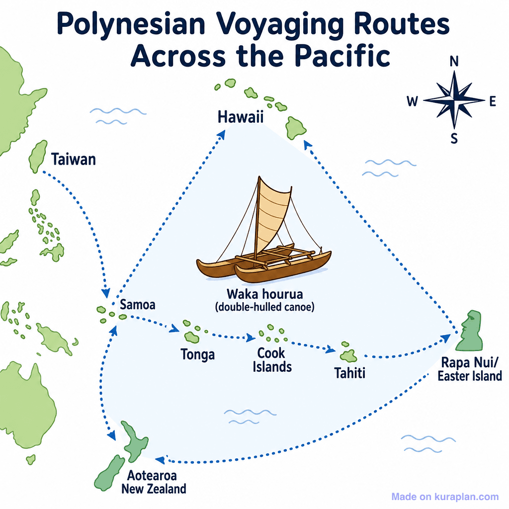 Polynesian Voyaging Routes Across the Pacific (simple)