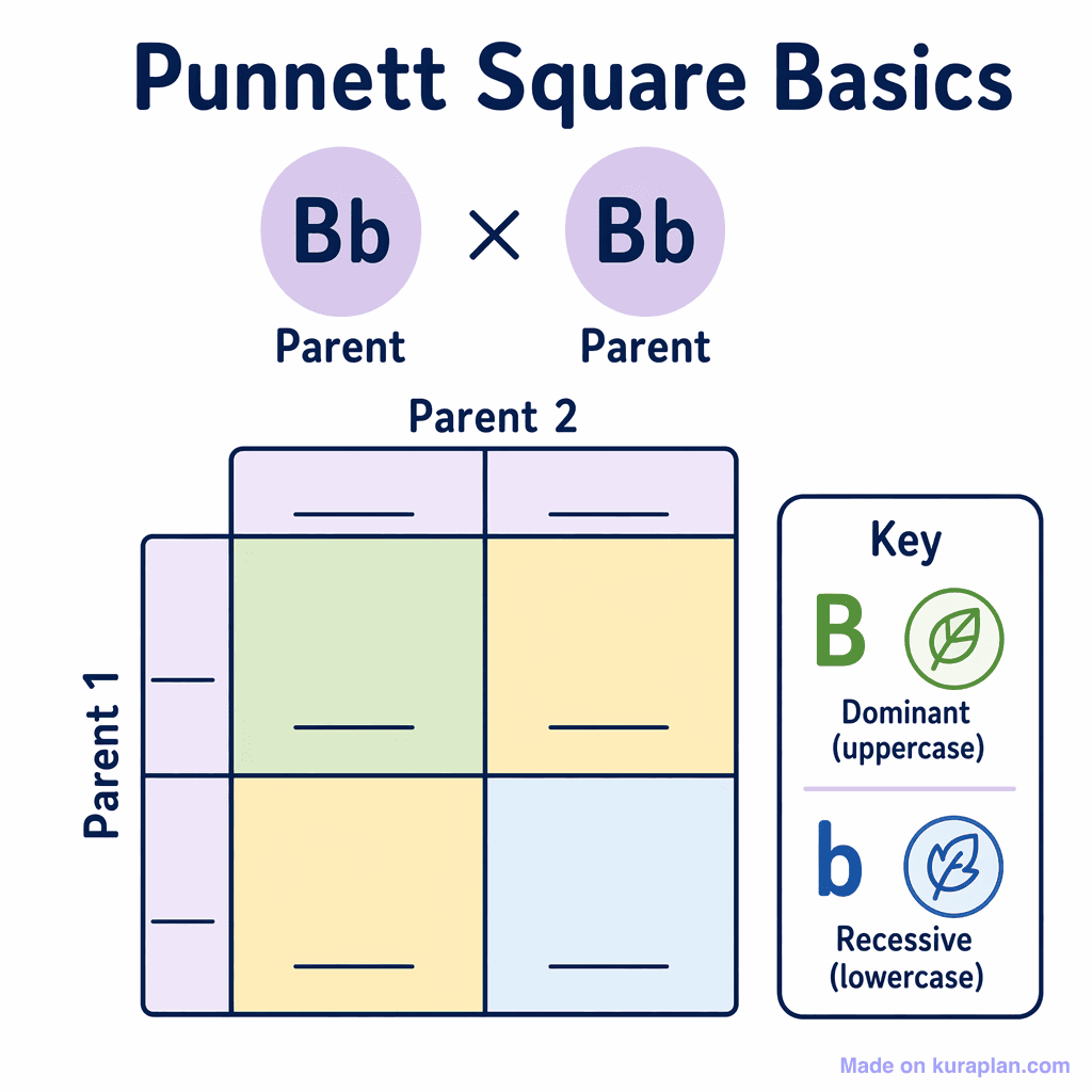 Punnett Square Basics (simple, unlabeled)