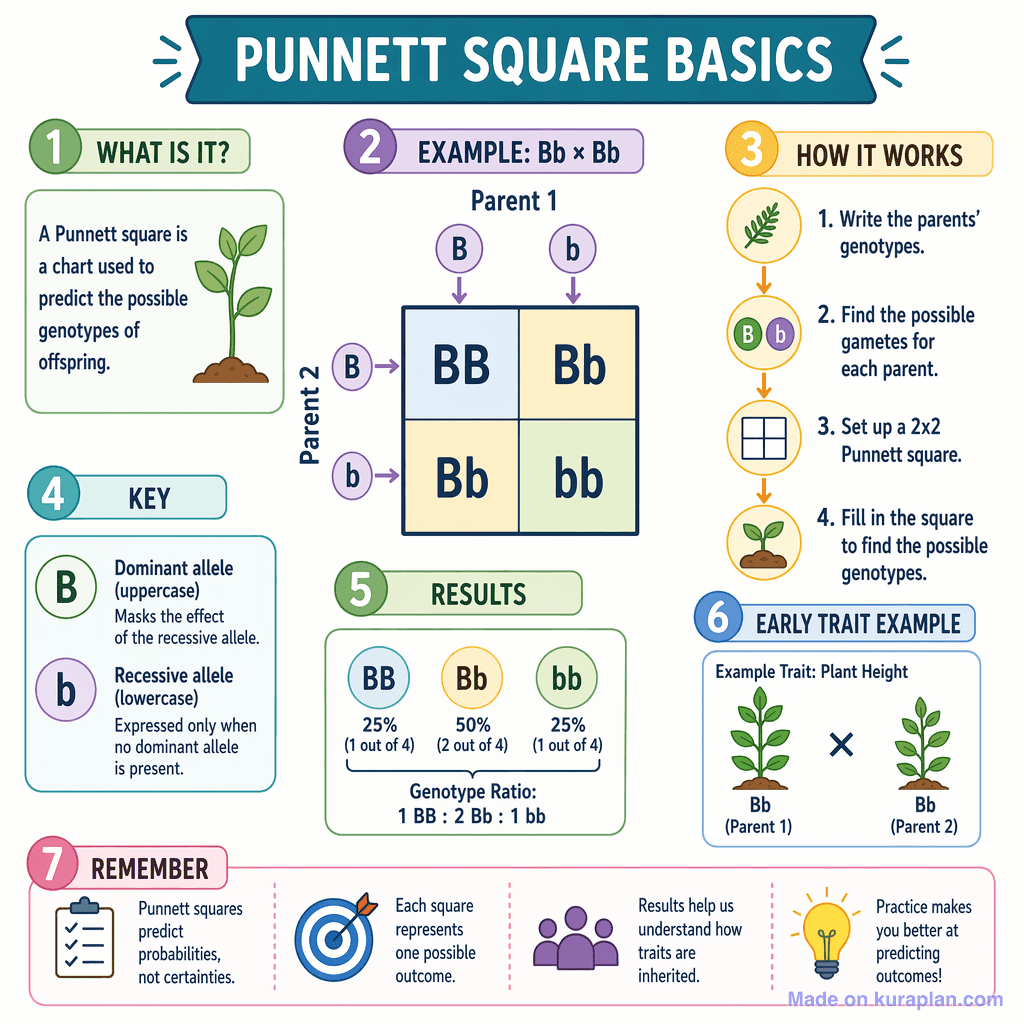 Punnett Square Basics (detailed)