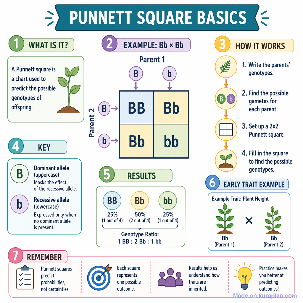 Punnett Square Basics (detailed)