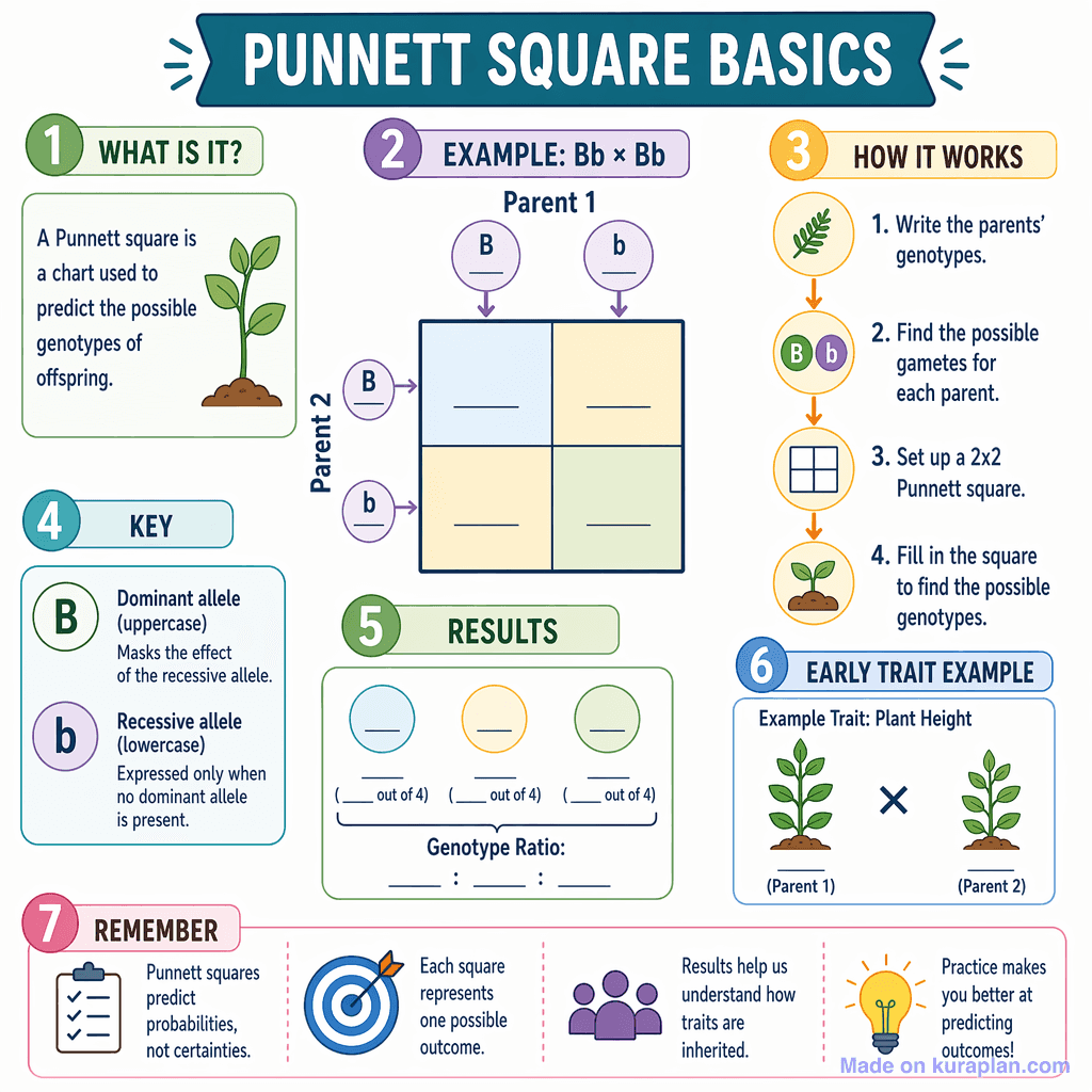 Punnett Square Basics (detailed, unlabeled)