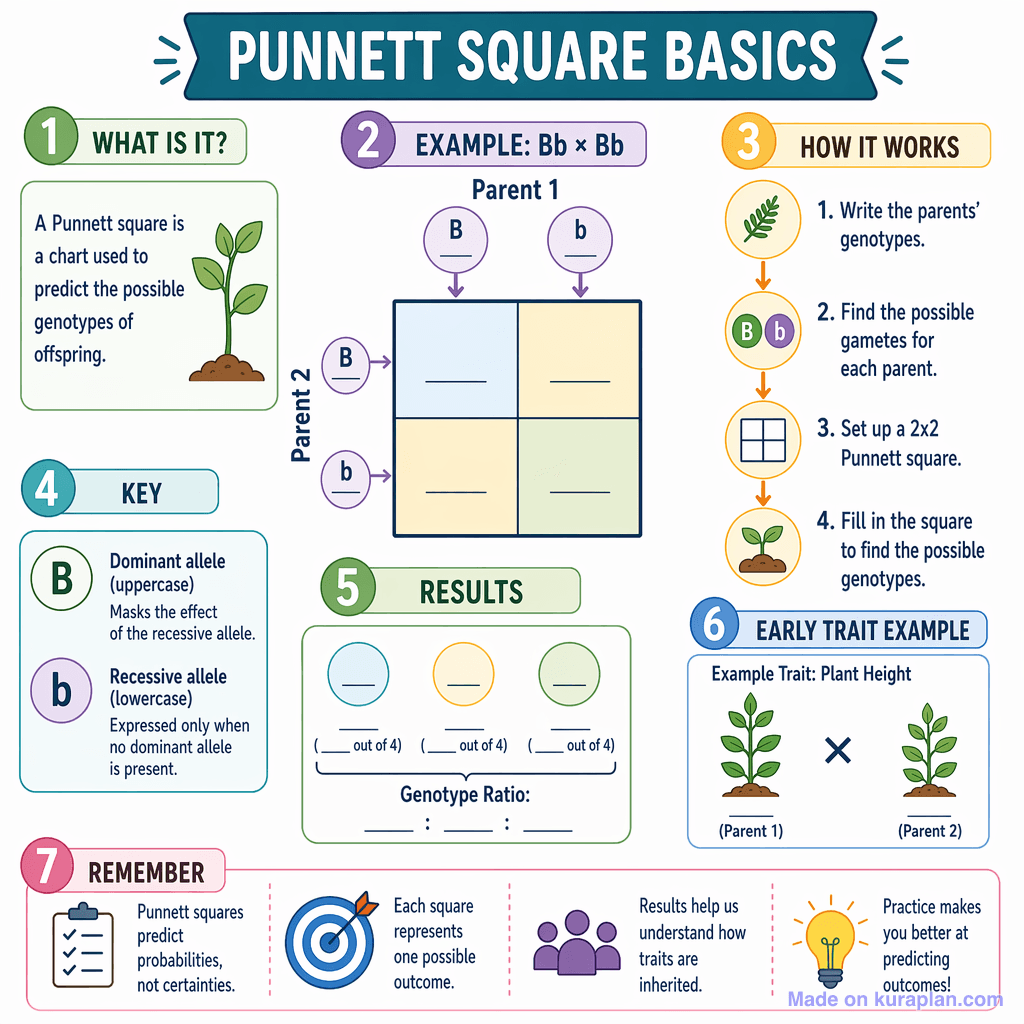 Punnett Square Basics (detailed, unlabeled)