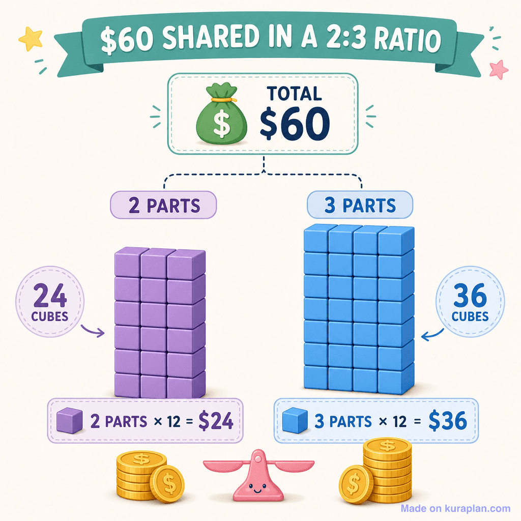 Ratio sharing $60 in 2:3