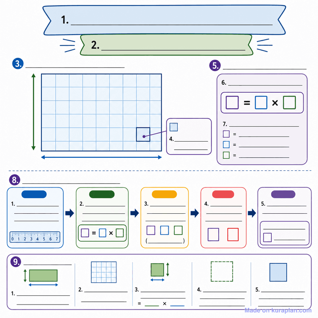 Area of a Rectangle – Formula & Dimensions (detailed, unlabeled)