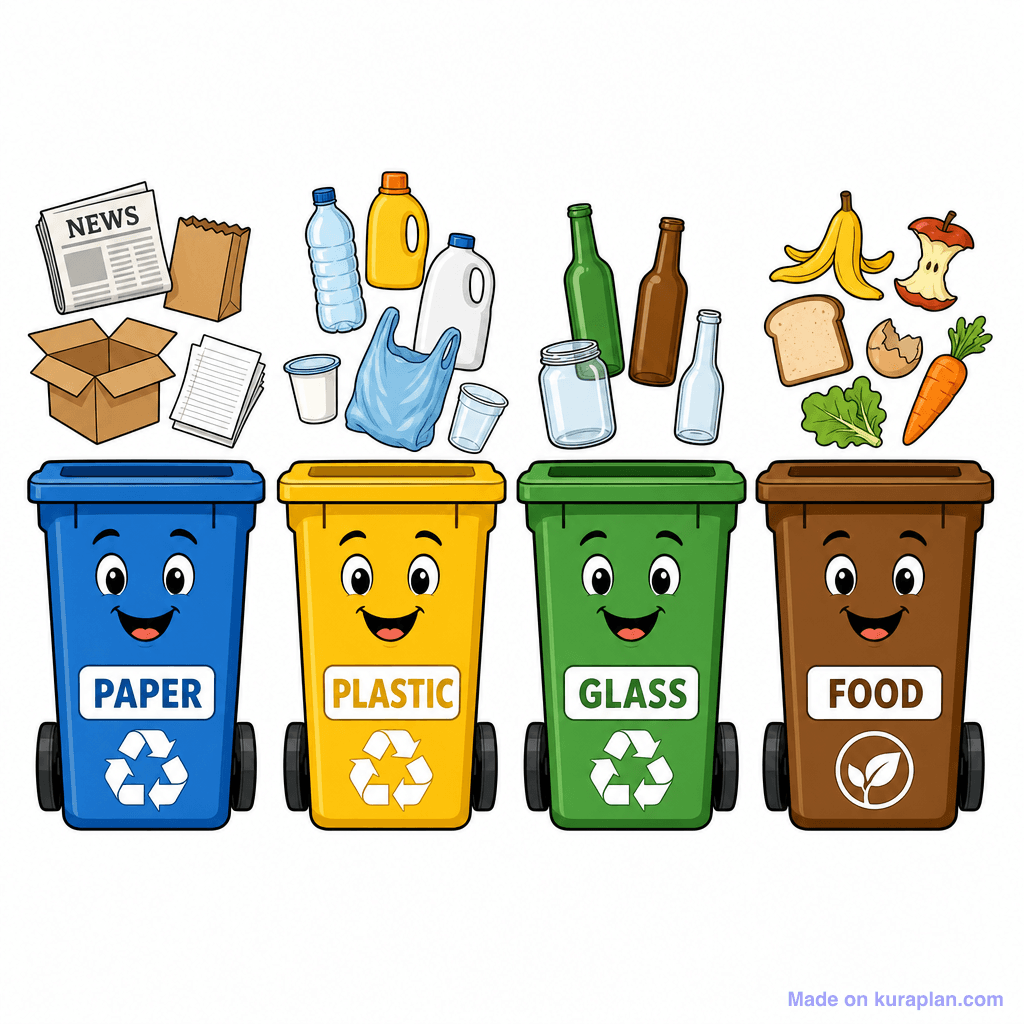 Recycling Bins Colour Coded