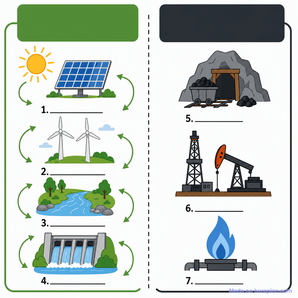 Renewable vs Non-Renewable Resources (simple, unlabeled)