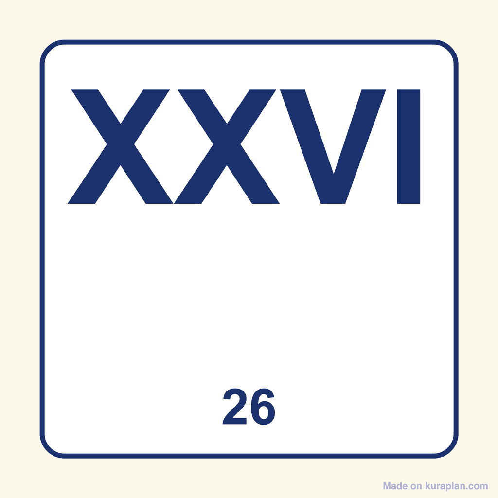 Roman Numeral — XXVI (26)
