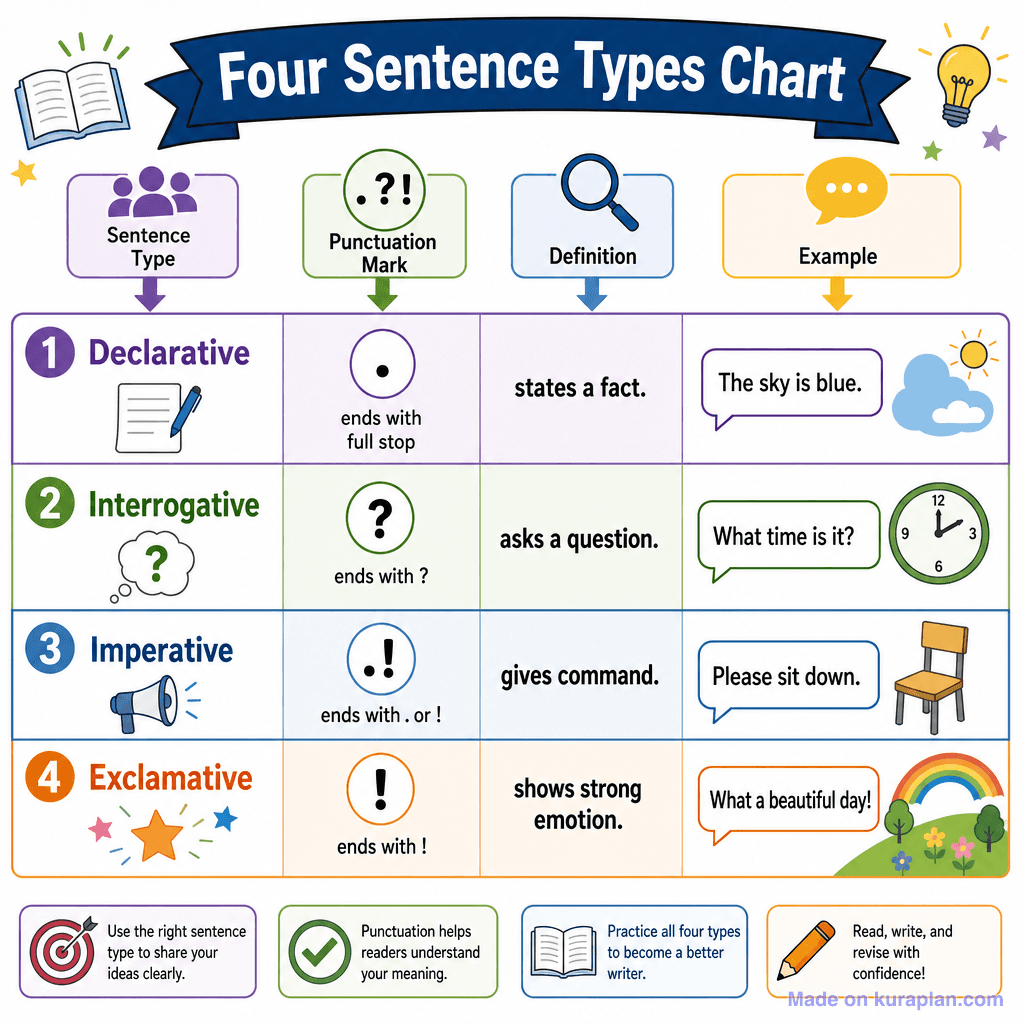 Four Sentence Types Chart (detailed)