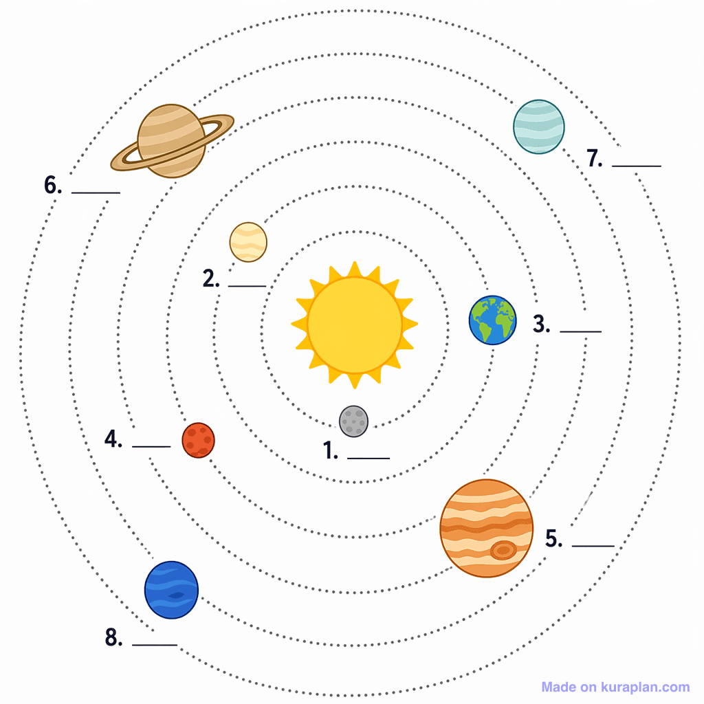 The Solar System (simple, unlabeled)