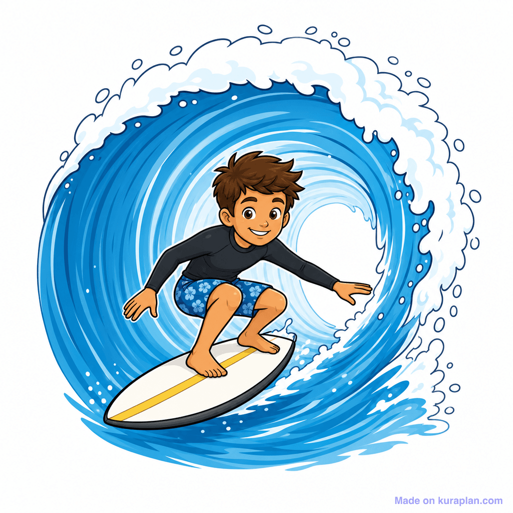Sport Surfer Riding Wave