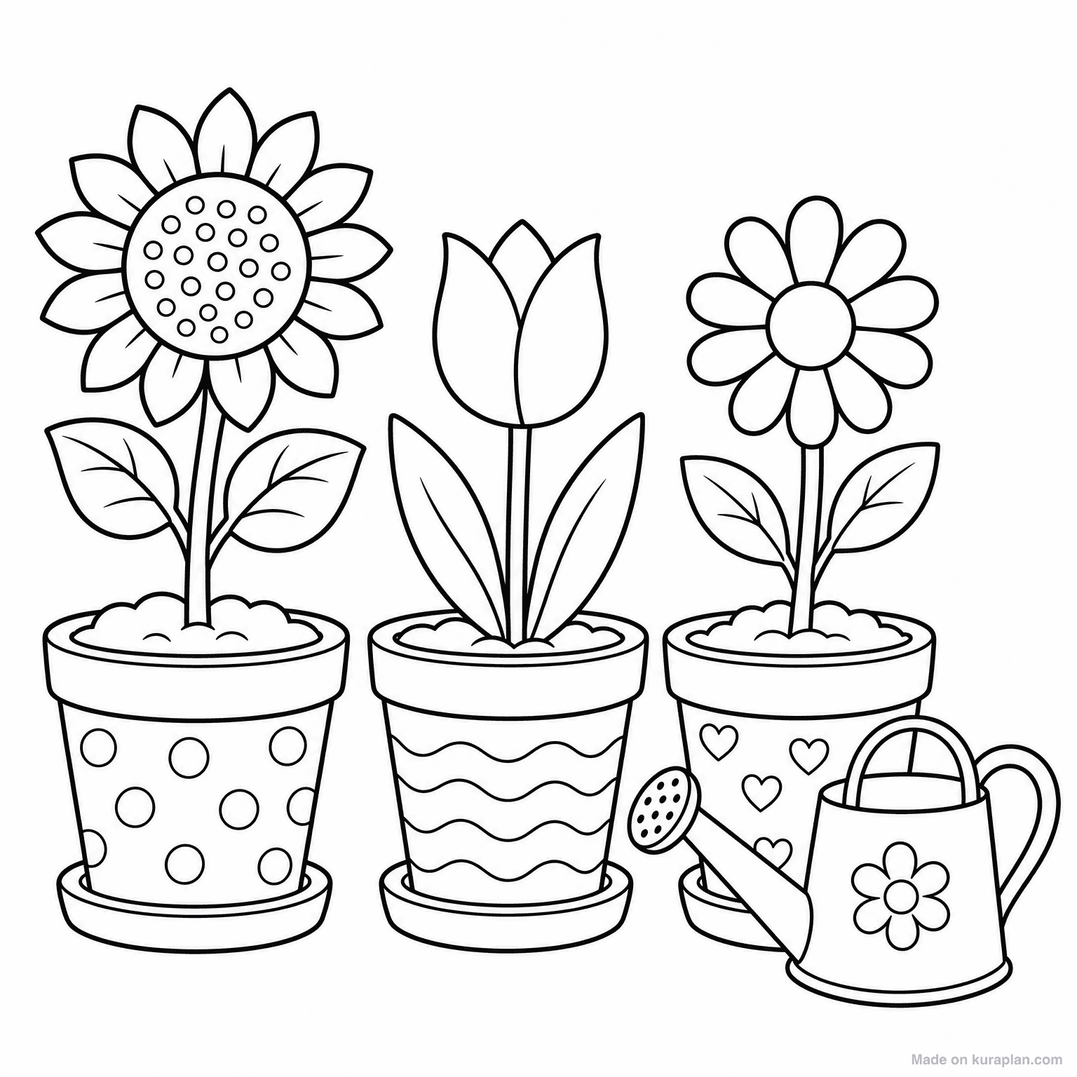 Garden Flower Pots — Coloring Page