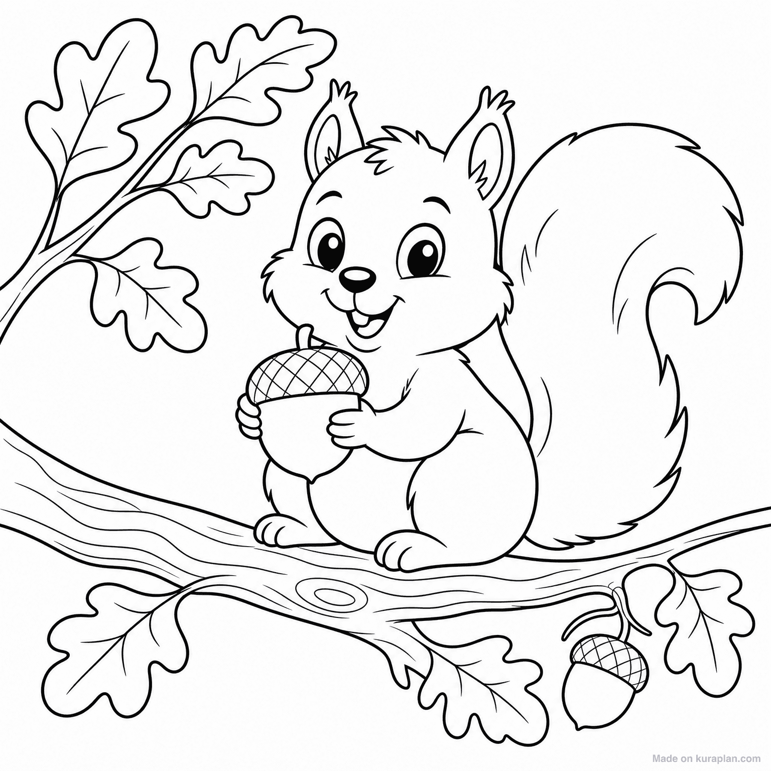 Squirrel with Acorn — Coloring Page