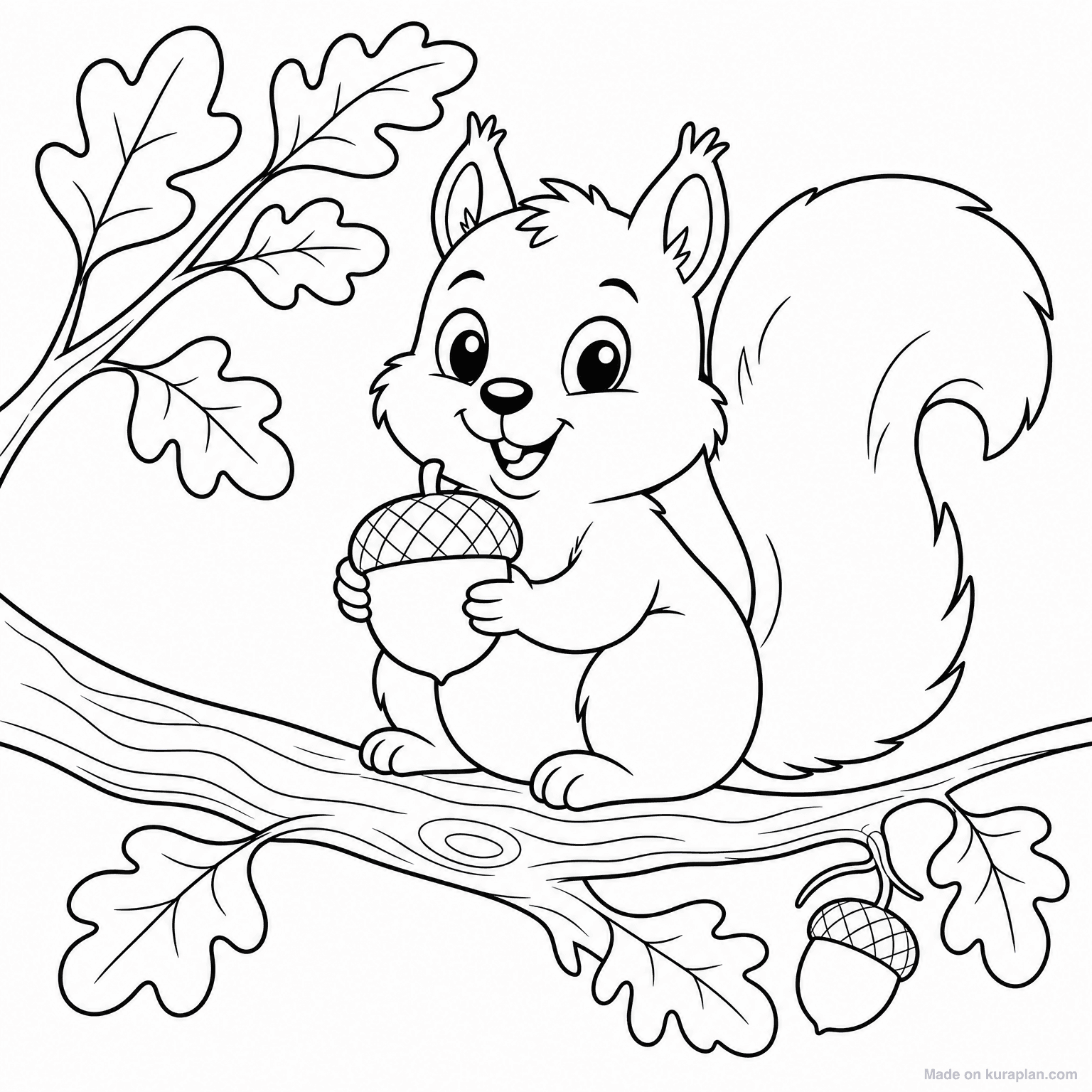 Squirrel with Acorn — Coloring Page