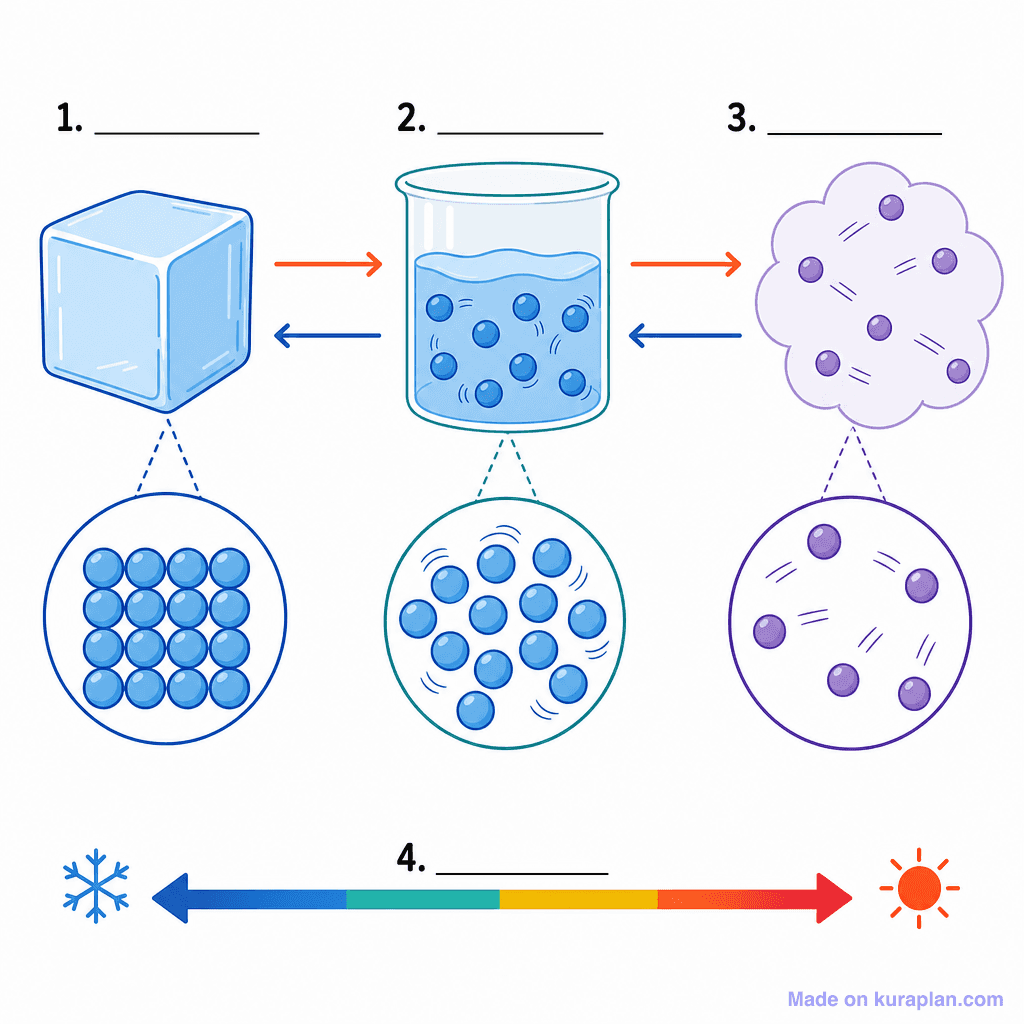 States of Matter: Solids, Liquids and Gases (simple, unlabeled)