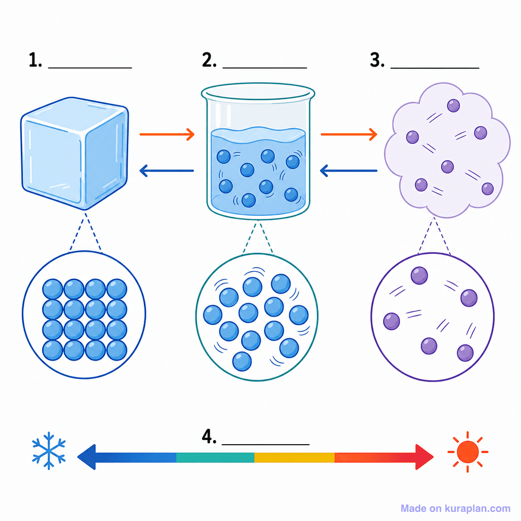 States of Matter: Solids, Liquids and Gases (simple, unlabeled)