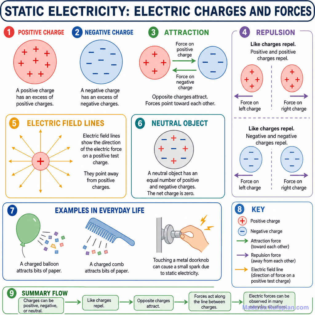 Static Electricity: Electric Charges and Forces (detailed)