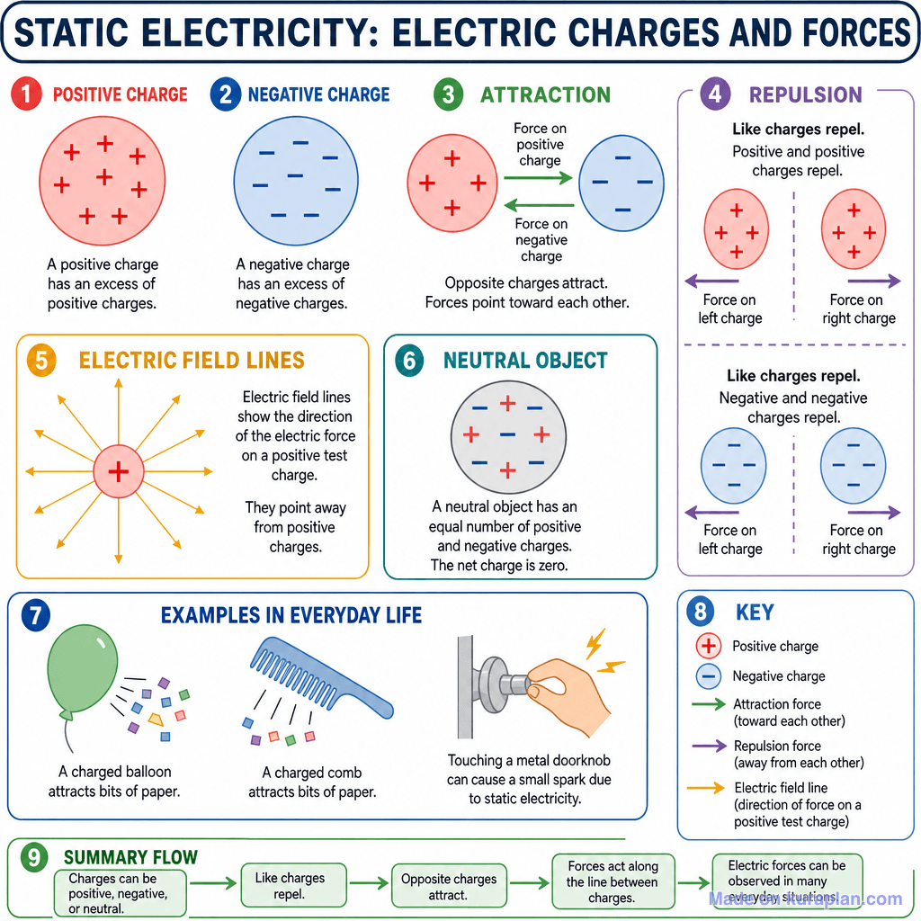 Static Electricity: Electric Charges and Forces (detailed)