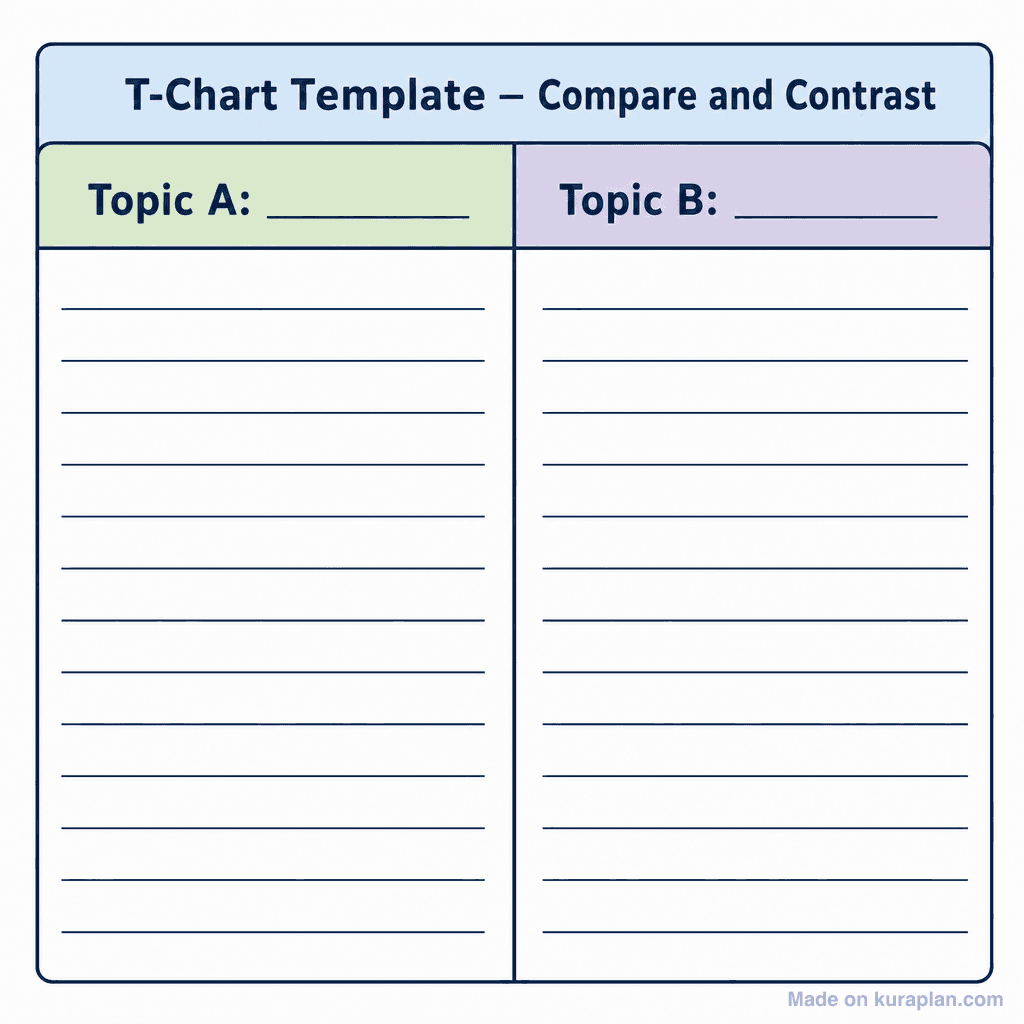 T-Chart Template — Compare and Contrast (simple)
